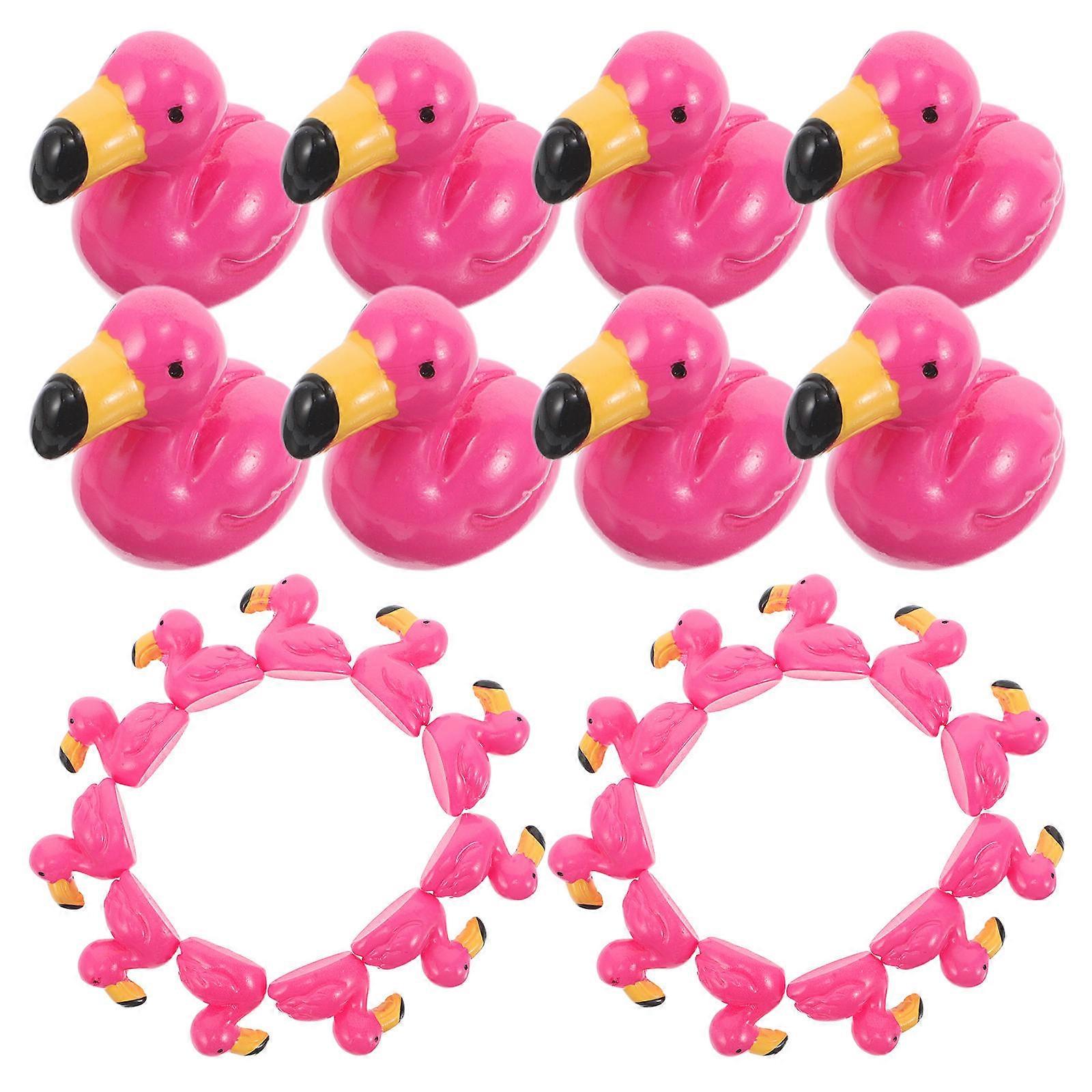 Flamingo Figurines Resin Miniatures for Decor 50Pcs Rosy Colored Realistic Models