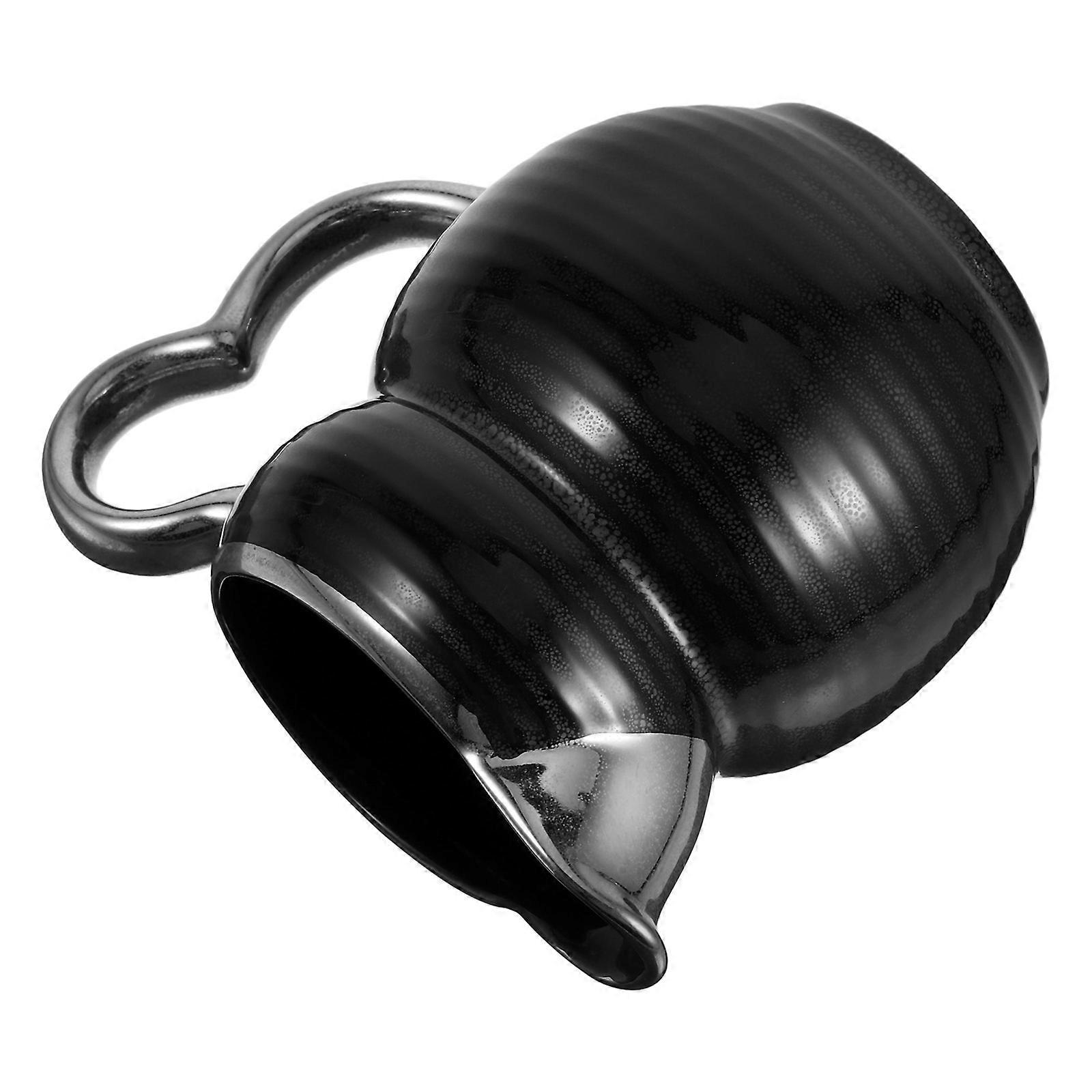 Black Ceramic Coffee Pot with Handle Ideal for Home Use Creamer Pitcher Proper Size 0.35L