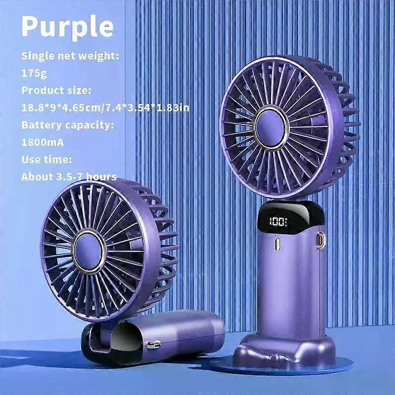 5 Speed Handheld Mini Fan Foldable Portable Neck Hanging Fans USB Rechargeable Fan With Phone Stand And Display Screen 6000mAh