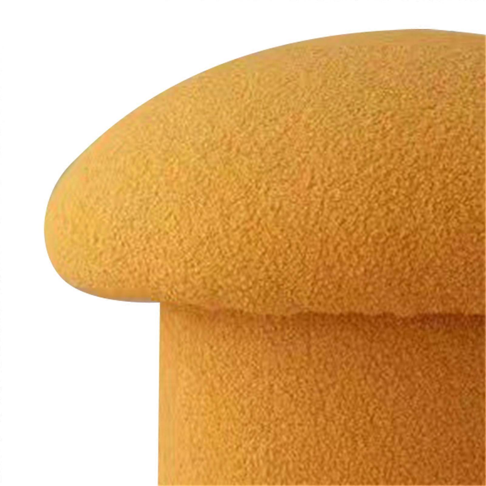 Sofa Bench Simple Modern Elastic Comfortable Soft Round Pine Wooden Foot Stool for Home Decoration Yellow 