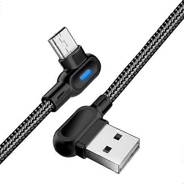 Angled MicroUSB cable with fast charging, LED, 2.4A, 1m