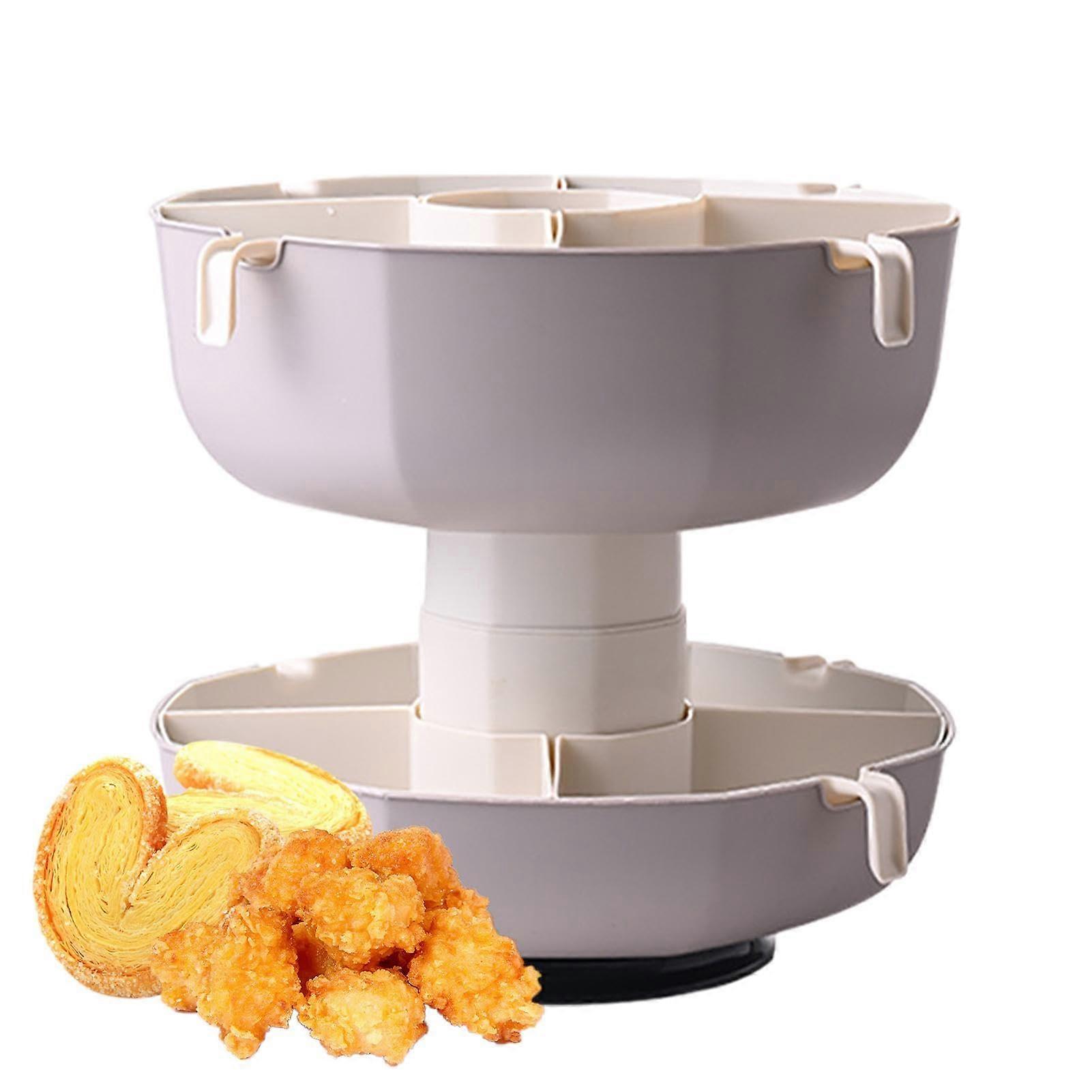 Twotier drainage basket, twotier filter, multipurpose kitchen bowl with 2 layers – spacesaving serving dish with quick drainage, white.