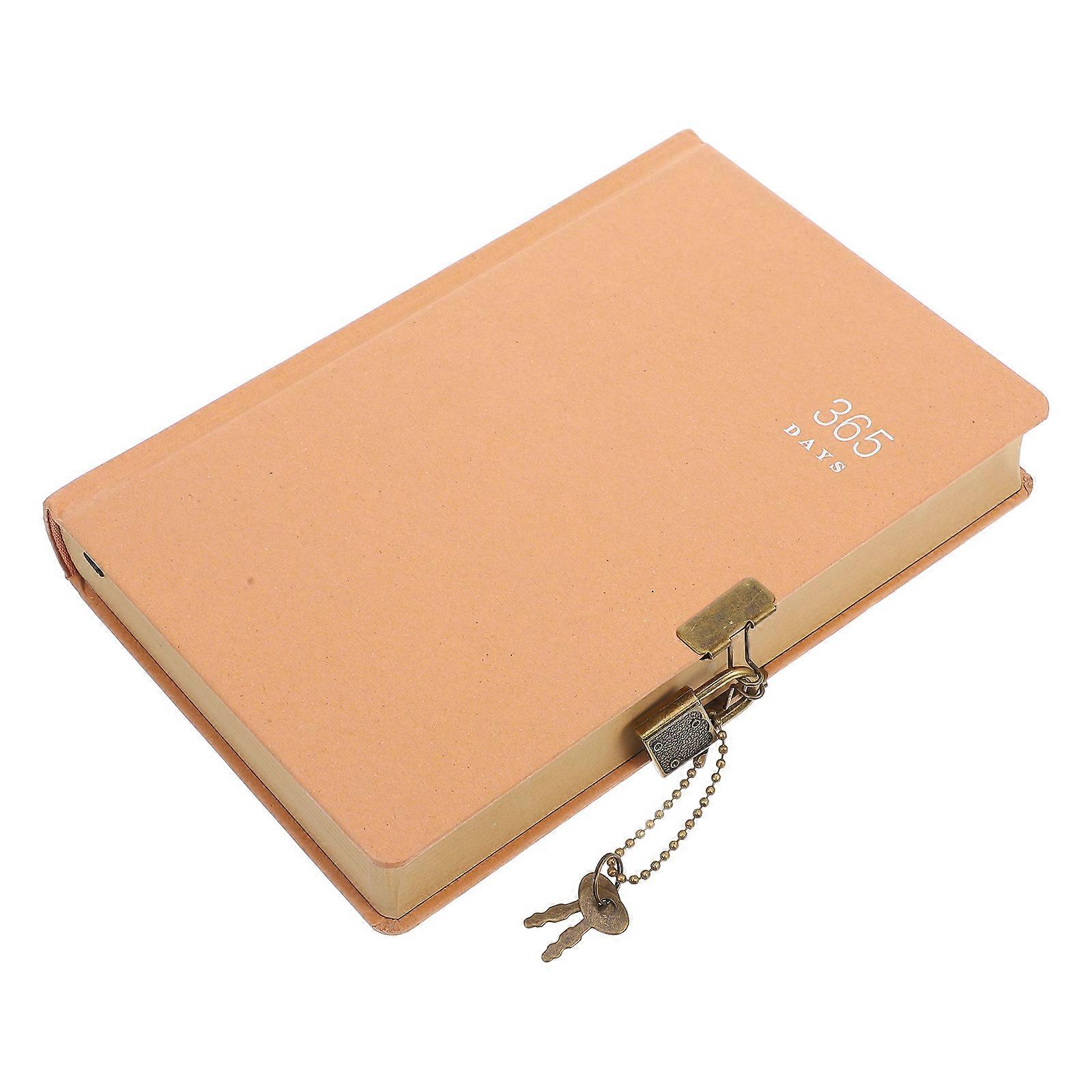 Khaki Lockable Notebook with Iron Lock for Writing Practical and Paper Pages 5.5 x 8.2 inches