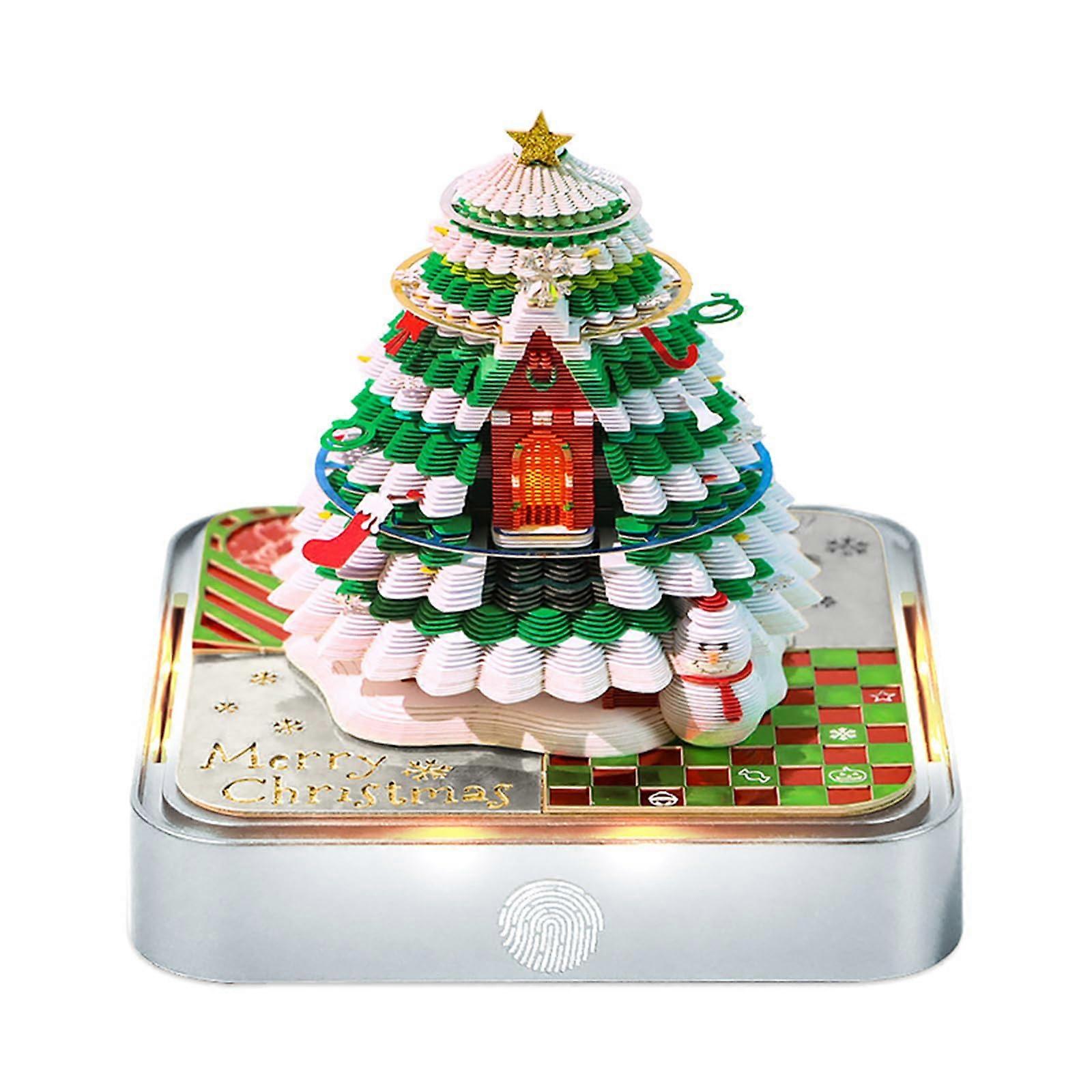 2026 Desk Calendar with LED Light Christmas Tree Sculpture 3D Tear-Off Paper Art Memo Pad Notepad Home Decoration 1.0x1.0x1.0x1.0