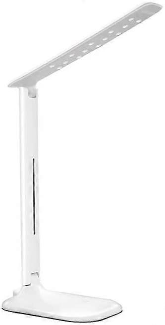 LED Desk Lamp, Foldable Table Lamp with USB Charging, Dimmable, Eye-Caring Design, for Study and Reading, White