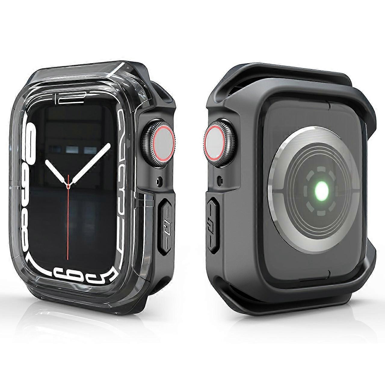 Watch Case for Apple Watch Series 9 8 7 41mm SE (2023) SE (2022) SE 6 5 4 40mm Dual Color PC TPU Protective Frame Transparent Black+Black
