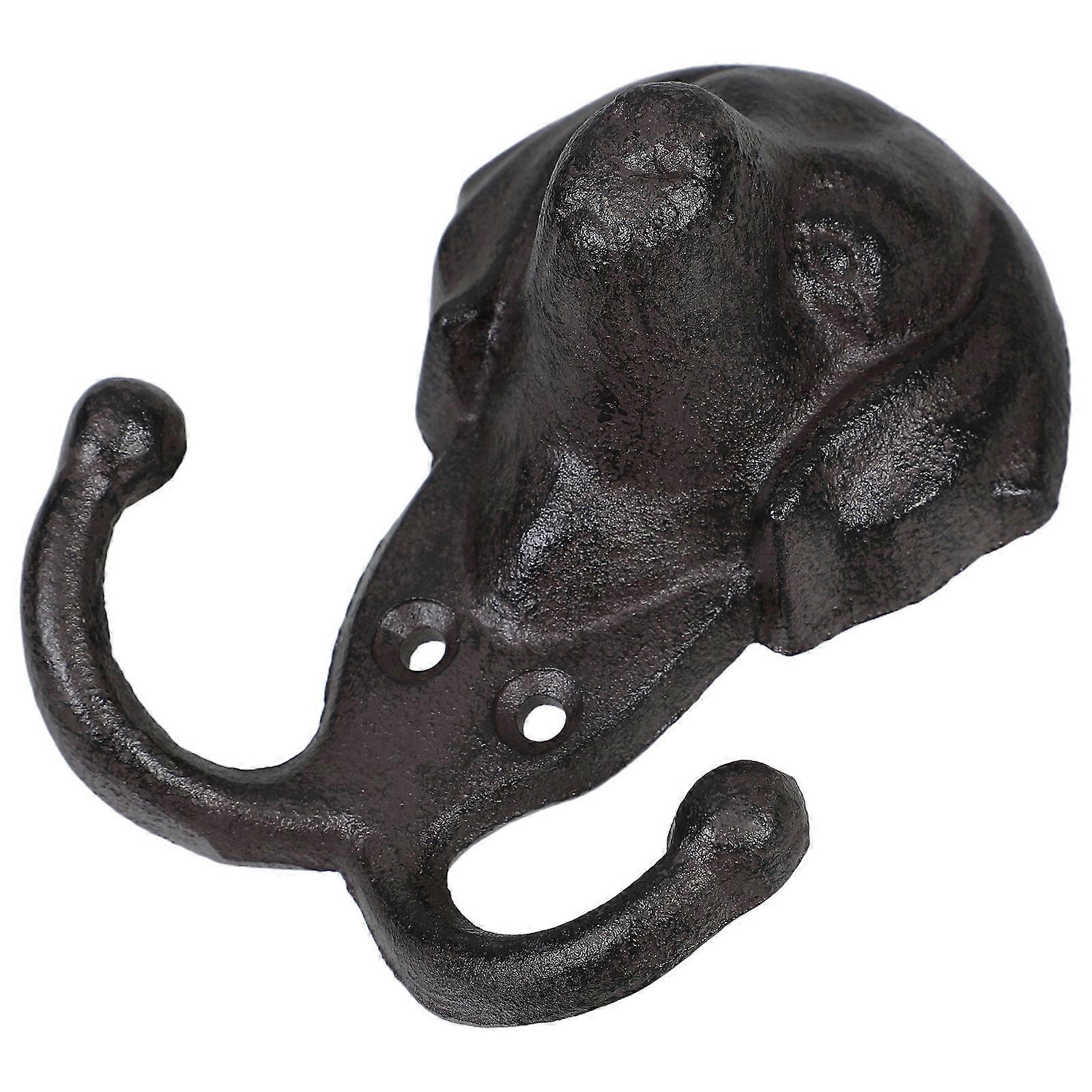 Coat Hooks Rustic Cast Iron Dog Head Shape Wall Hook Indoor Use Dual Hook Design 11.50X9.50X5.50CM 1Set