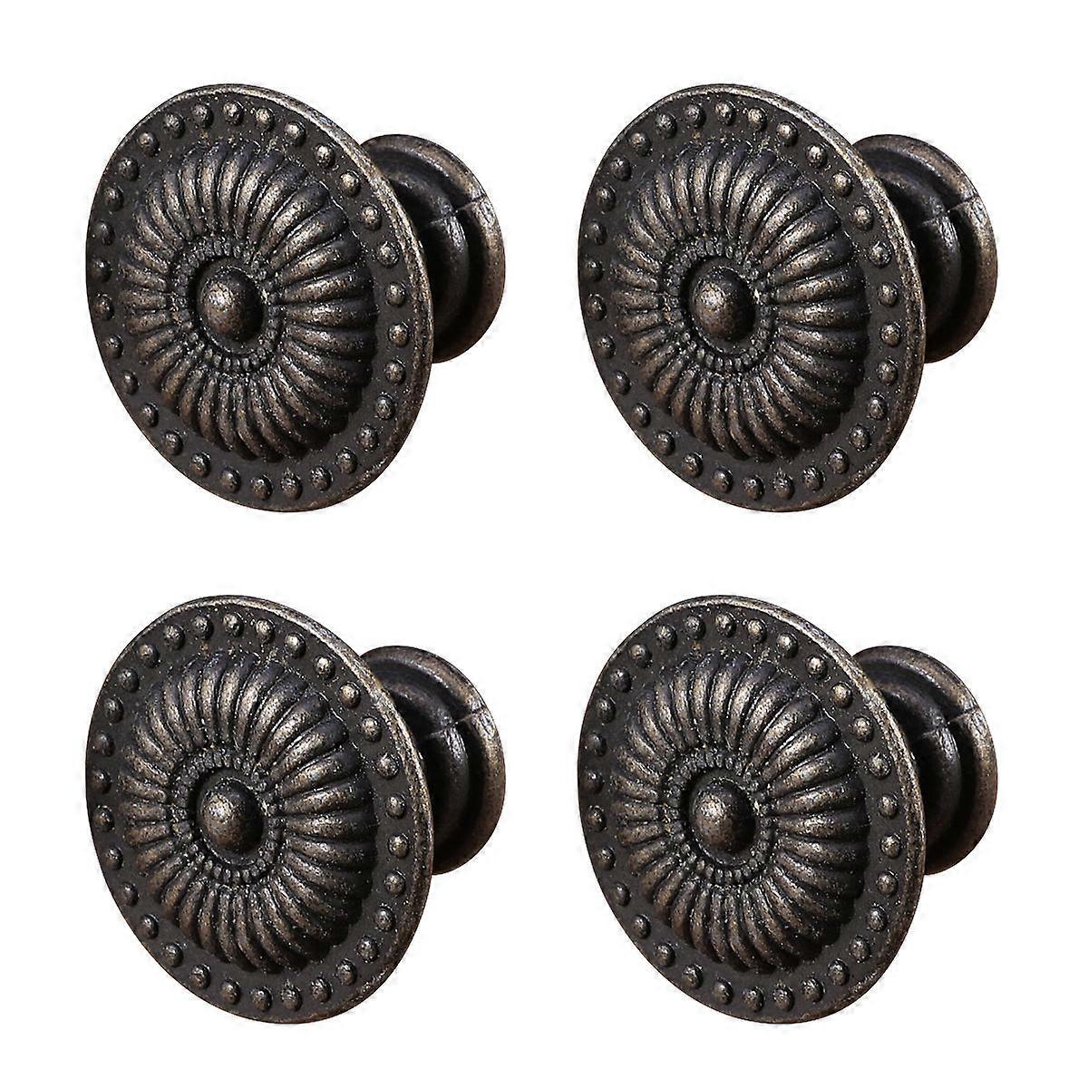 Vintage Zinc Alloy Cabinet Pull Handles with Screws for Cupboard Dressing Table Doors Black 4pcs