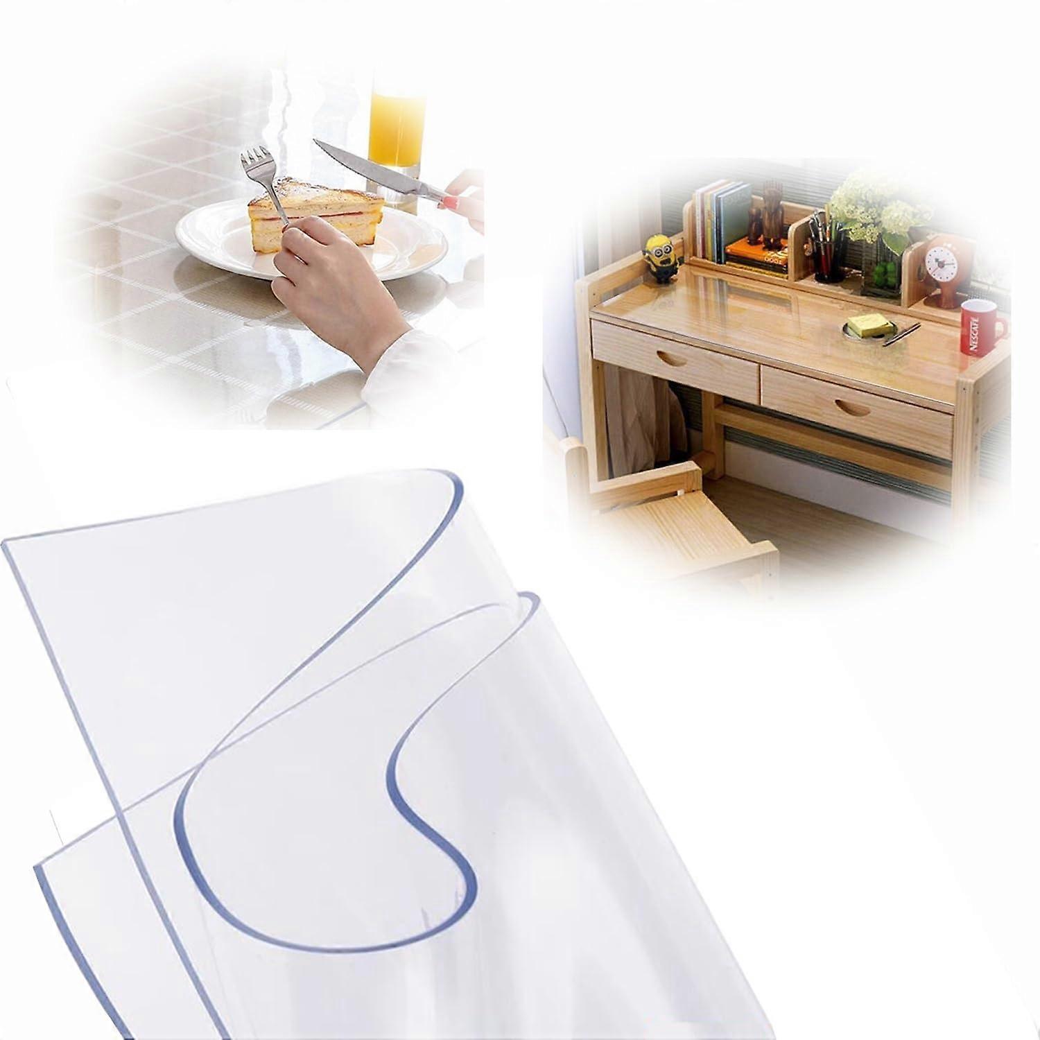 Transparent PVC desk protector mat, 70x140cm, scratchproof and spillproof, durable surface protection