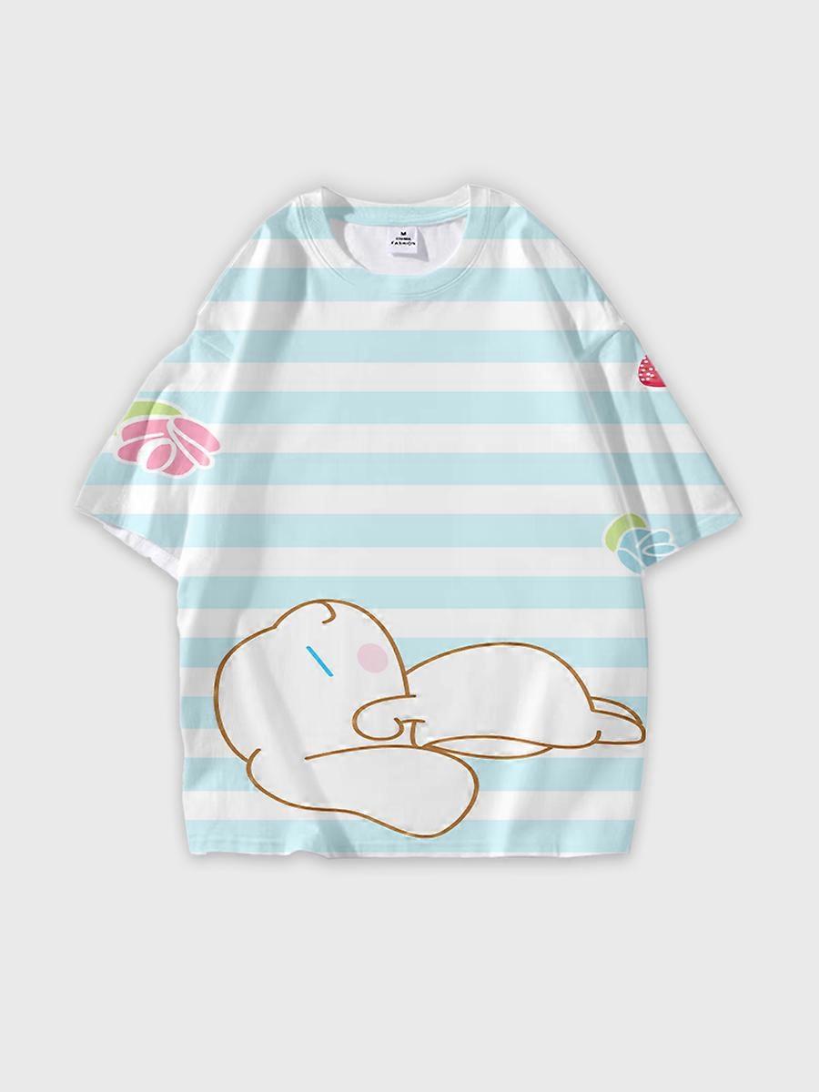 T-shirt round neck Cartoon Pattern loose short sleeve E2423