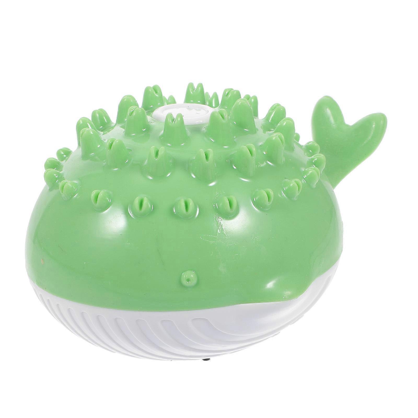 TPR Dog Chew Toy with Water Spray Function for Small Pets Green Cartoon 3.5 Inches