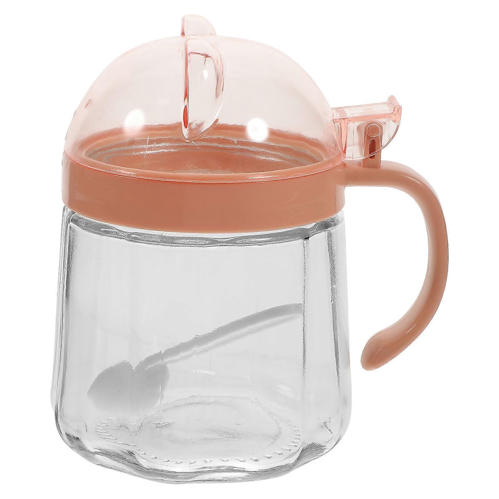 Kitchen Seasoning Jar Pink Glass Sugar Container For Cooking Storage 9X9X12CM 1Set