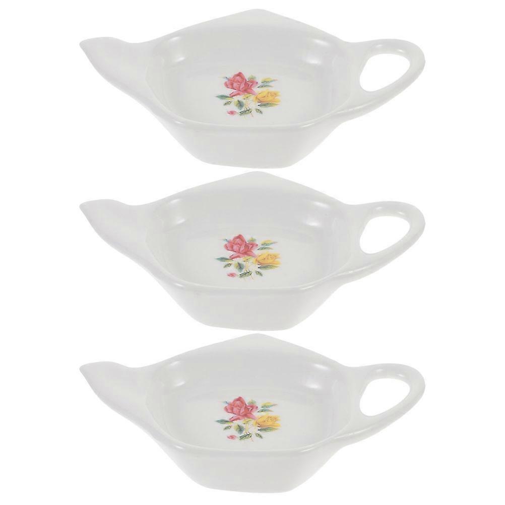 3Pcs Ceramic Tea Bag Holders Tray for Loose Tea and Coaster Use
