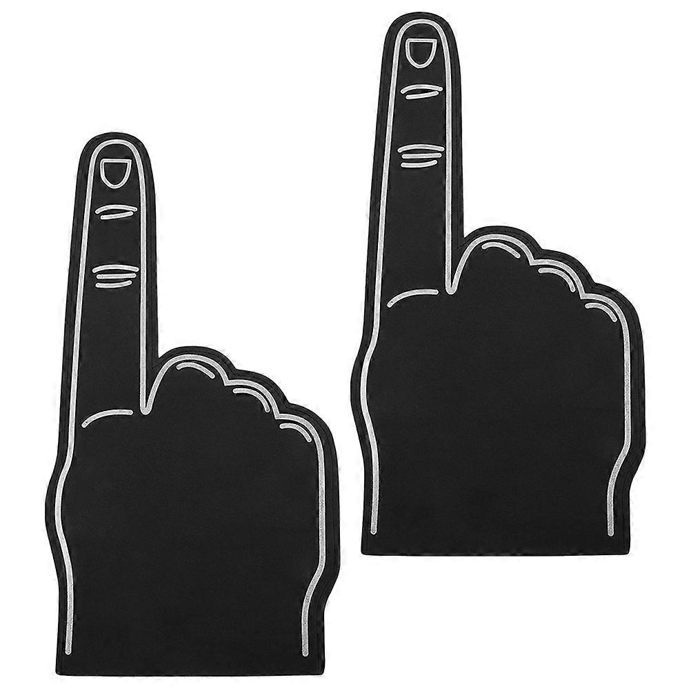 Foam Finger for Sports Events Black Cheering Props for Decoration Super Soft Reusable 2 Pieces