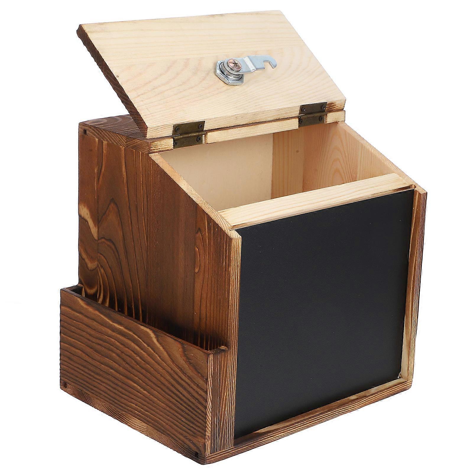 Wall Mountable Wooden Suggestion Box with Lock – Secure Tip, Donation & Ballot Collection – Includes Blackboard for Easy Messaging – Durable & Easy