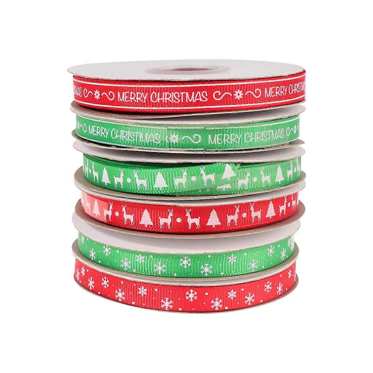 Decorative Ribbons For Christmas Crafting Diy Projects Party Decoration 6 Rolls Red