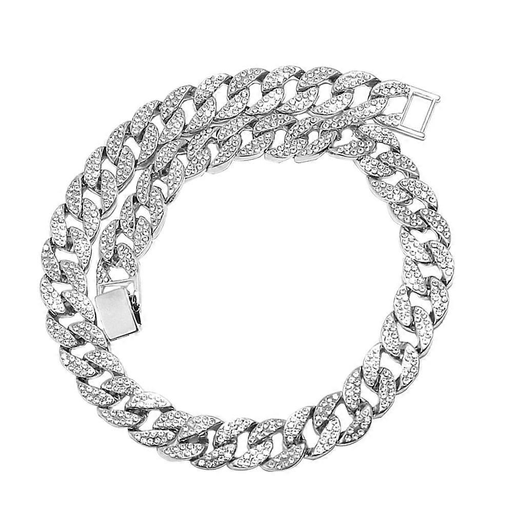 Retro Chain Alloy Rhinestone Hip Hop Necklace for Men – Shiny Stylish Jewelry for Parties and Special Occasions