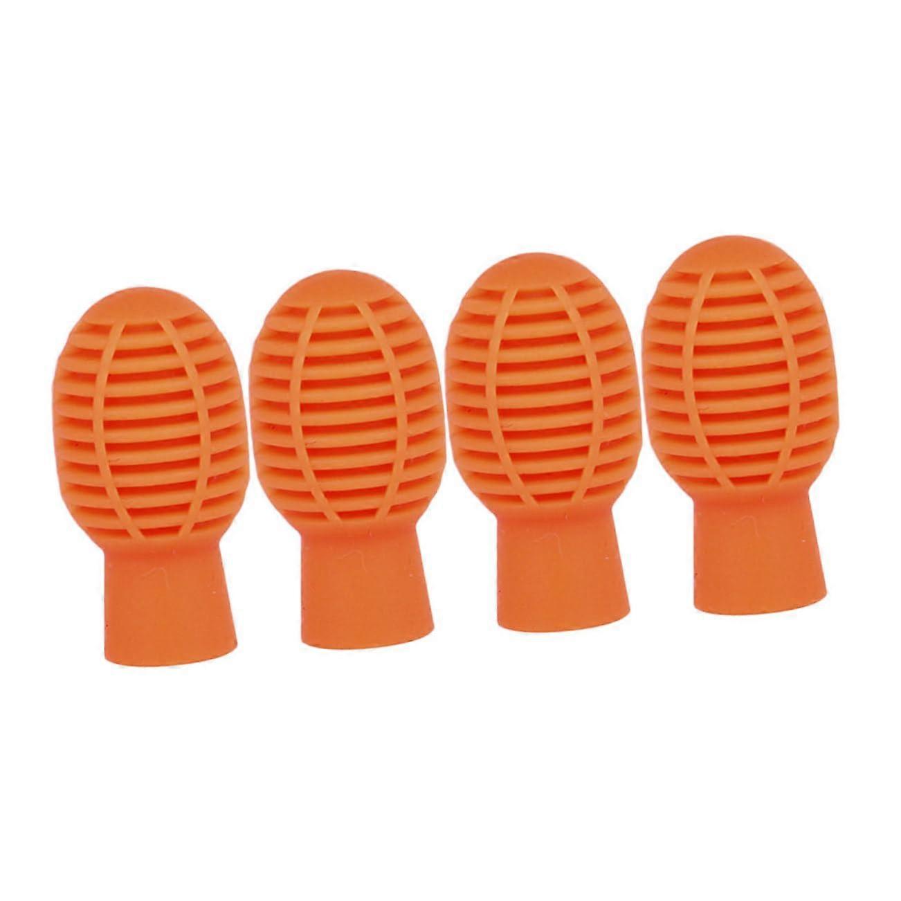 Professional Silicone Drumstick Protection Covers - 4 Pack Orange Practice Pads for Beginners, Durable and Protective