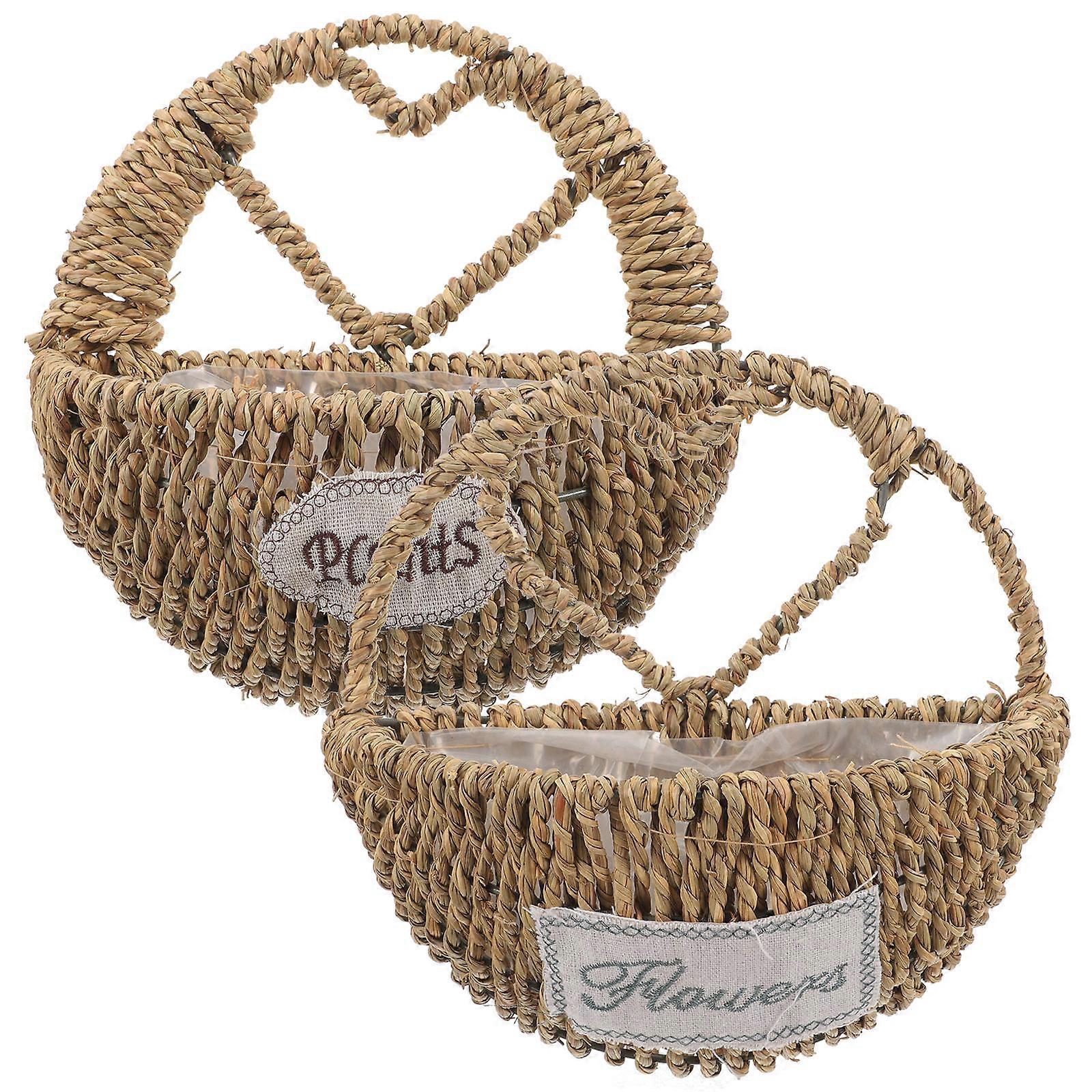 Here's a refined and professional product description based on your input:

 

**2pcs Small Woven Wall Hanging Baskets for Plants – Decorative Woven