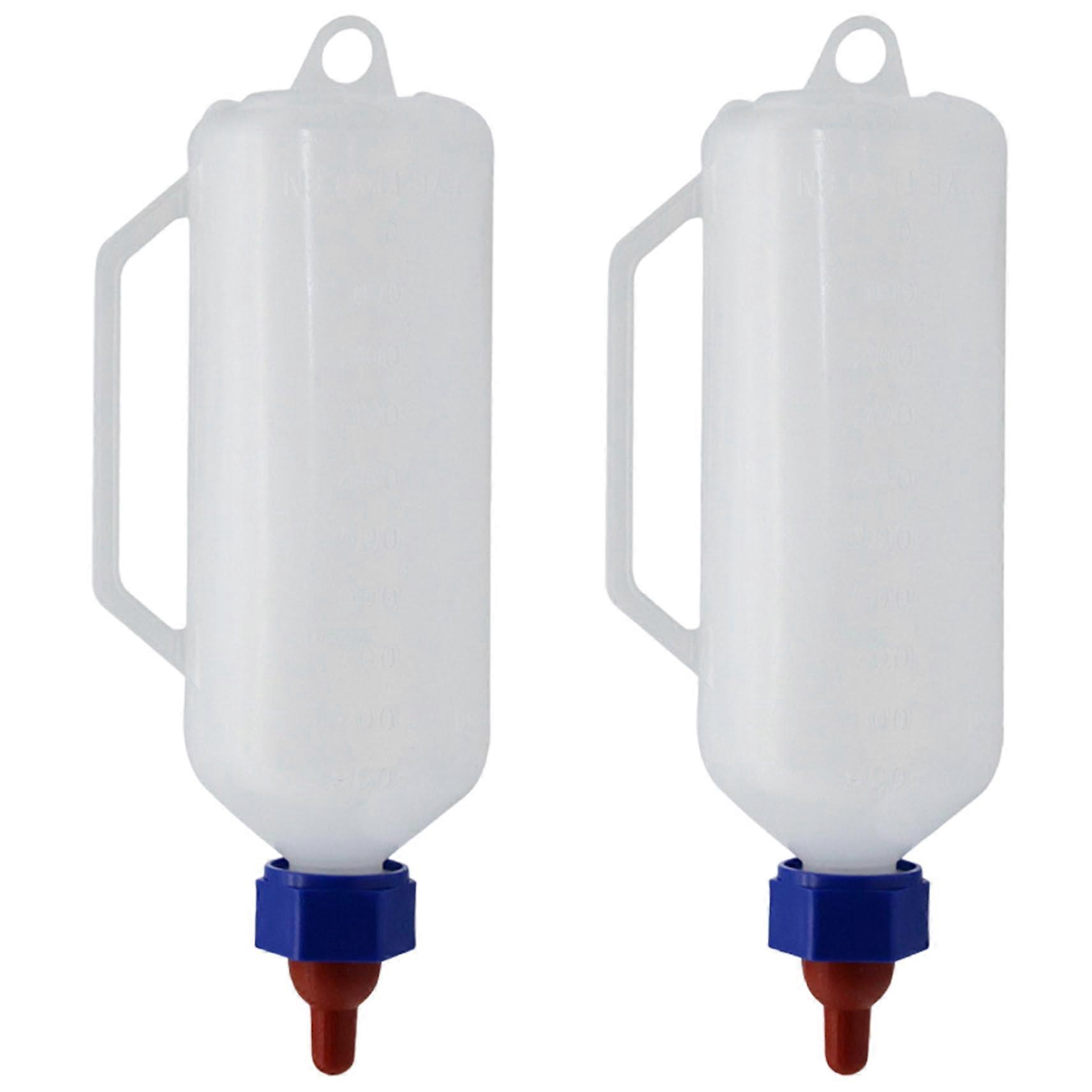 Calf feeding bottle, 2pcs goat feeding bottles for baby goats, 1L calf bottles with nipples, handle, and scale for farmhouses