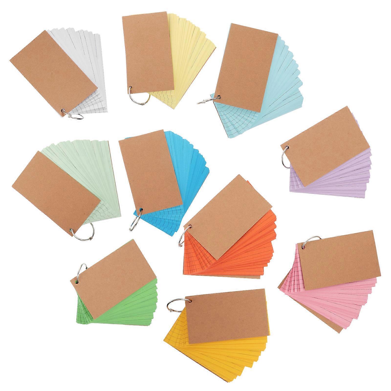 10 قطع ورق غطاء بطاقات فهرسة على الوجهين مبطنة الطباعة بطاقات الكلمات المحمولة مع حلقات لدراسة اجتماعات العمل