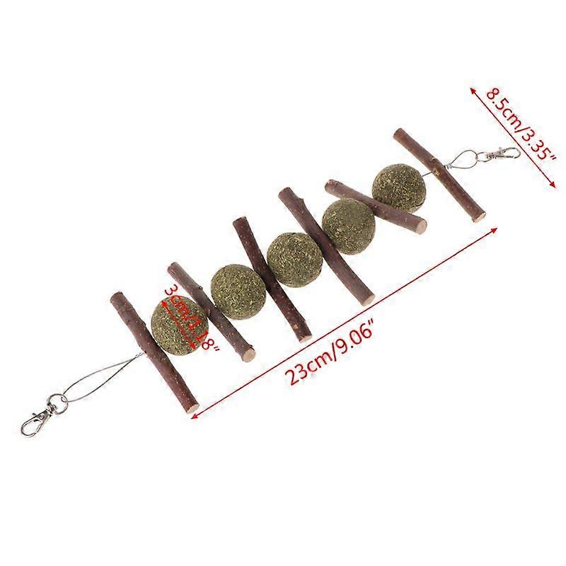 Animal Teeth Grinding Toys Hamster Rabbit Tree Branch Grassy Ball Hanging Cage