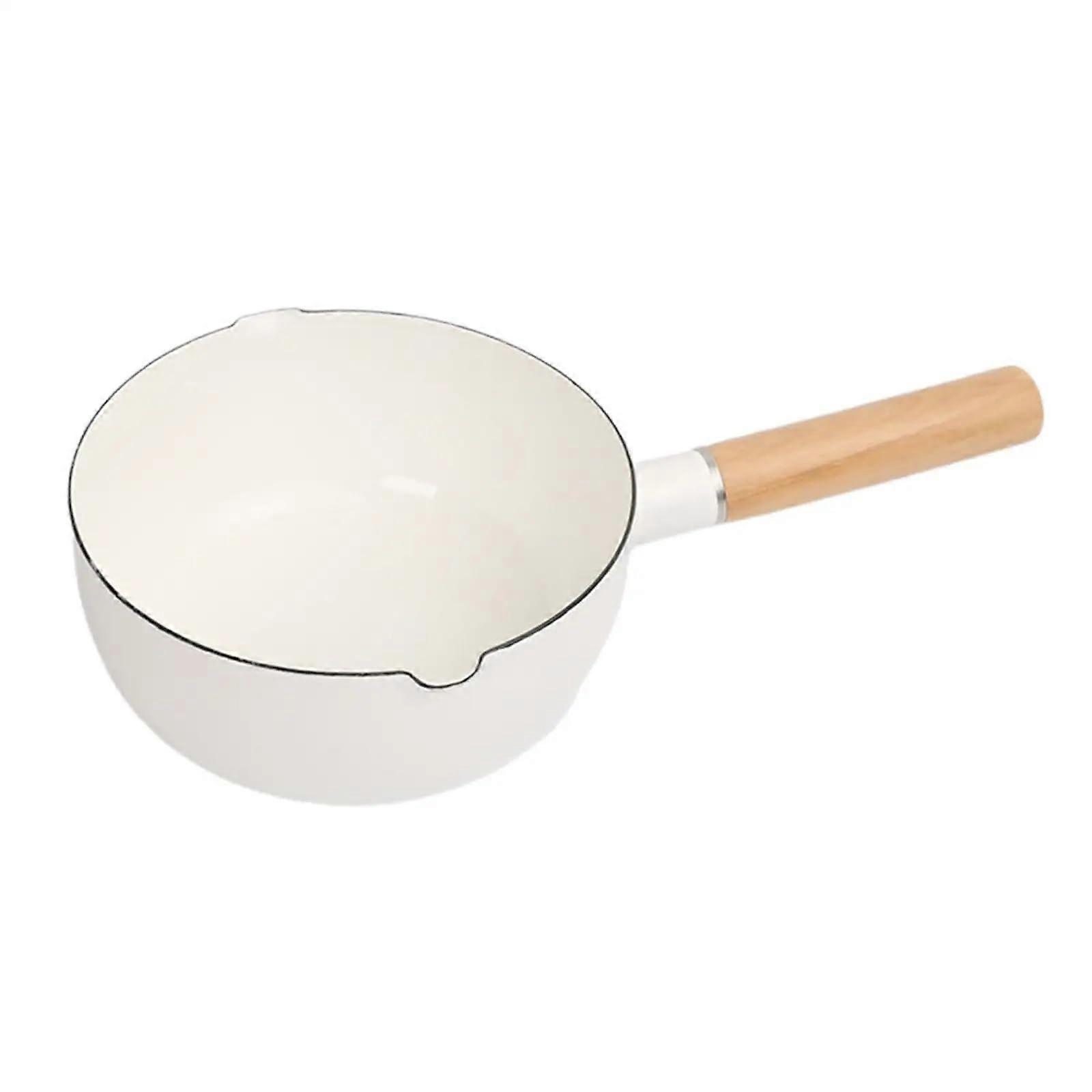 Milk Pot 1.5L with Saucer, Non-Stick Cooking Pot, Solid Wood Handle, Compatible with All Stove Types
