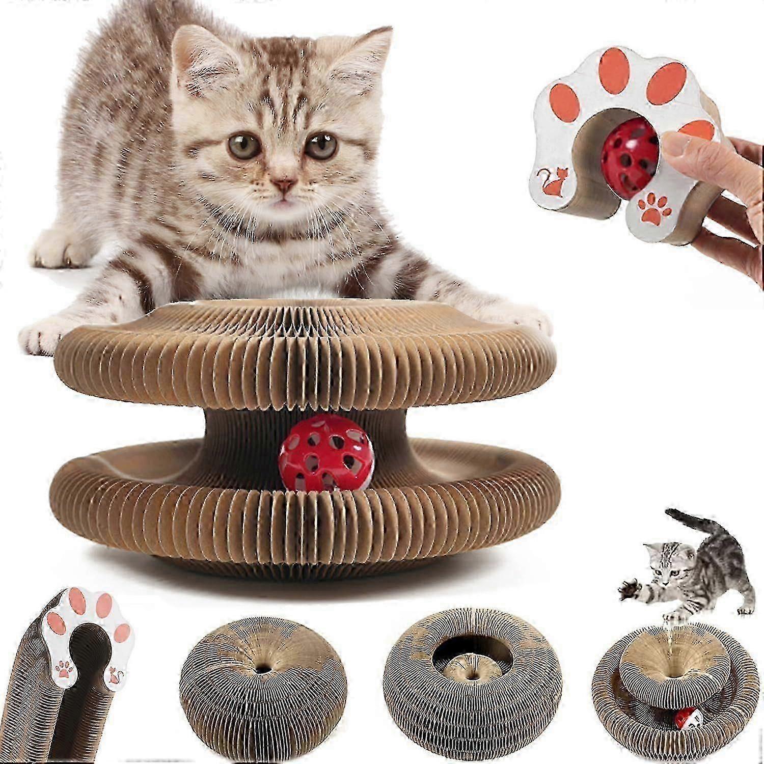 Kitty Kurlz Cat Toy - Magic Organ Cat Scratching Board,Interactive Scratch Pad, Foldable Accordion Cat Toy
