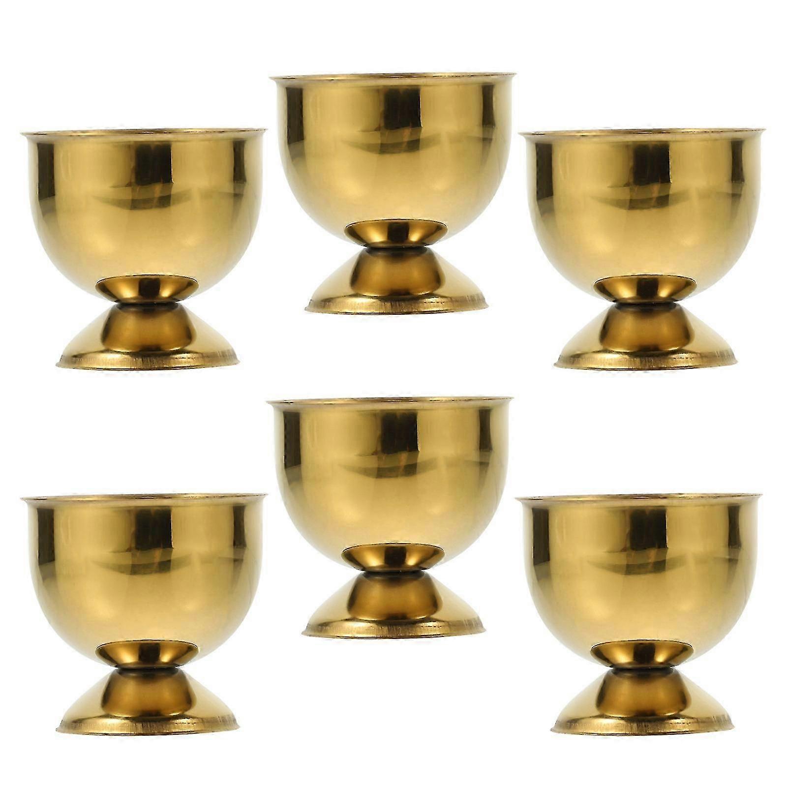 Metal Egg Holder Stand Golden Color Dining Egg Serving Cups Stable Standing 6Pcs-Good