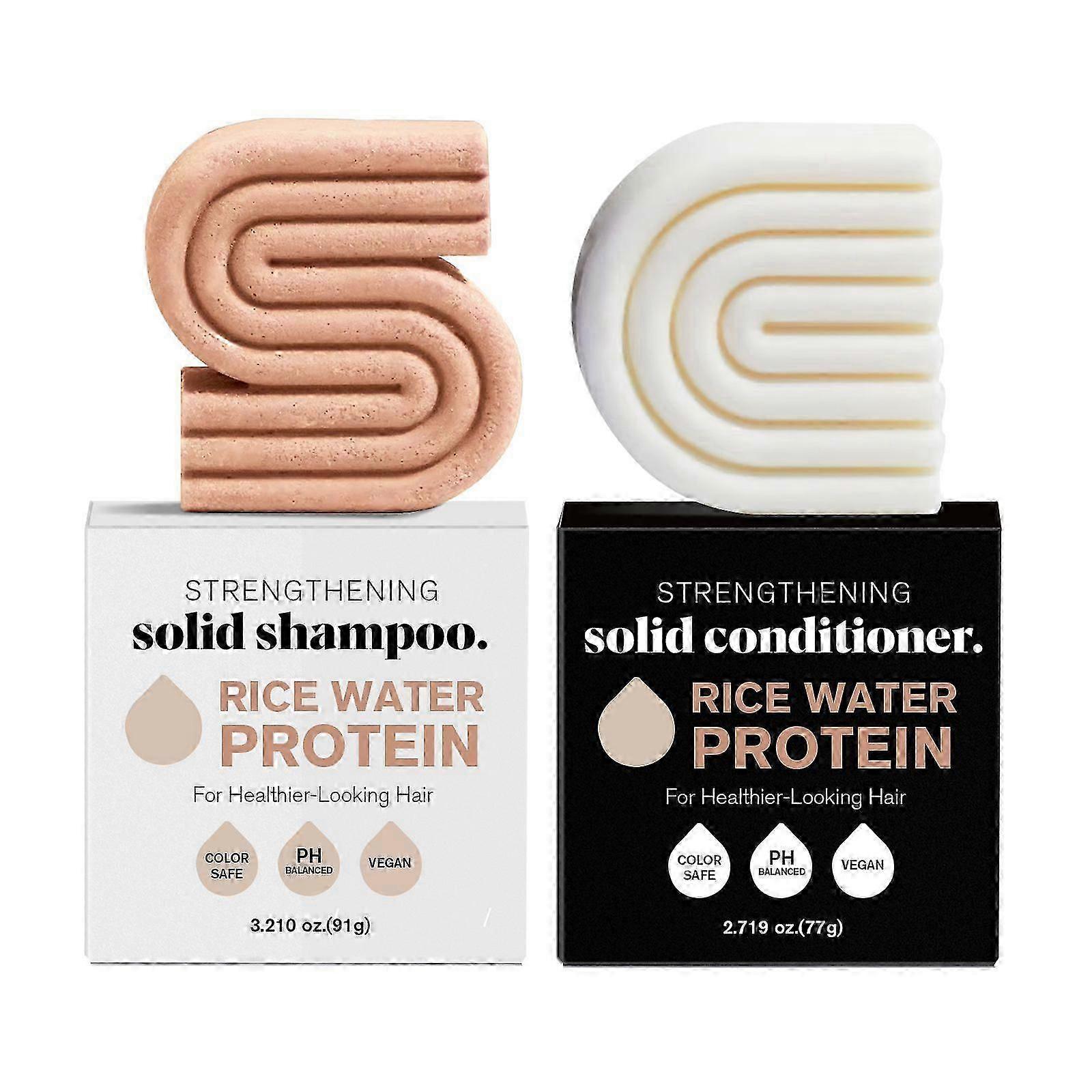 Rozemarijn/Rijst & Biotine Shampoo en Conditioner Bar Set voor Dunner wordend Haar - Volume Shampoo