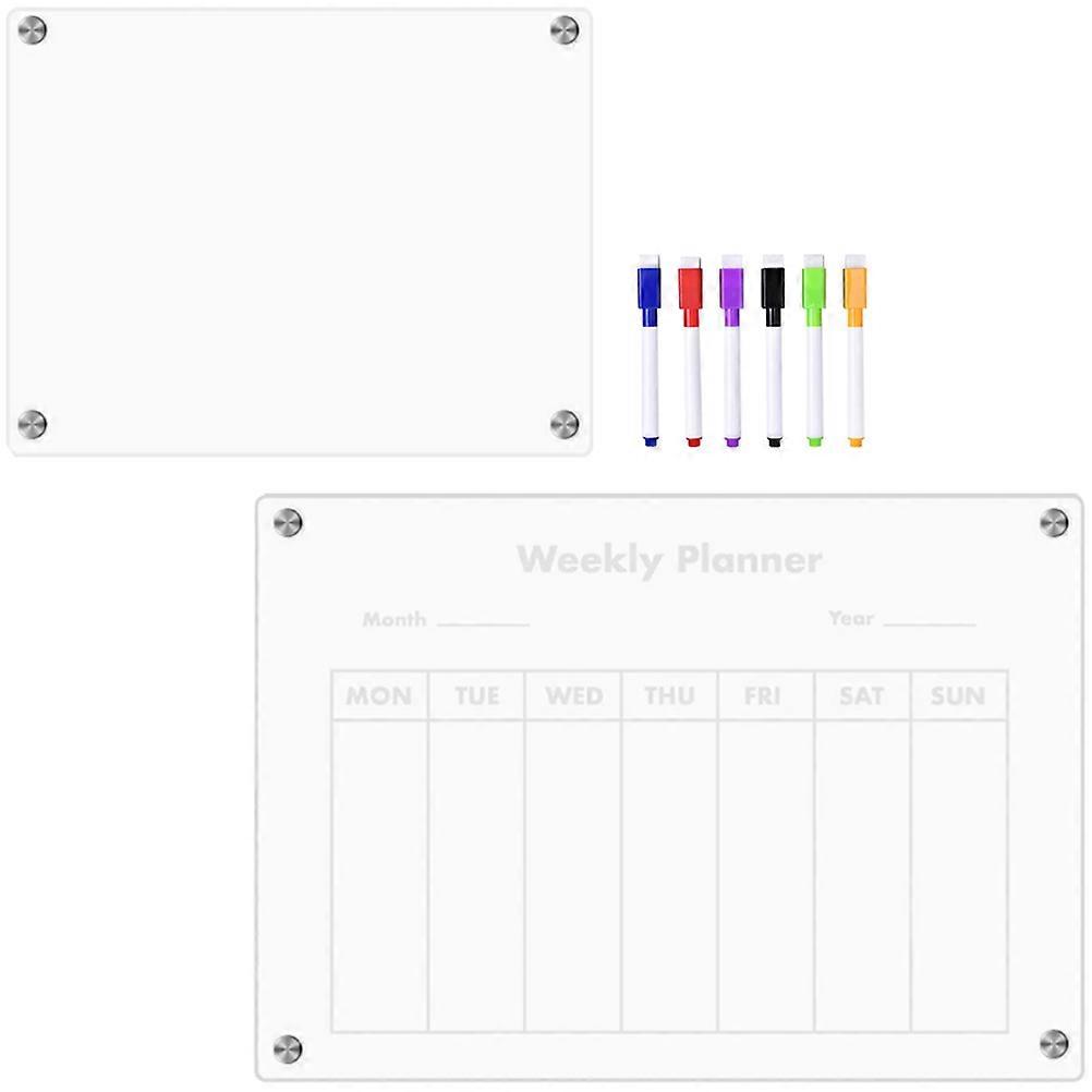 Weekly Planner Dry Erase Board For Fridge Family Communication Acrylic Note-taking 1 Set