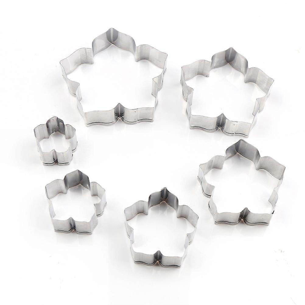 Stainless Steel Morning Glory Shape Cookie Mold for Baking and DIY Projects 6pcs Set Silver