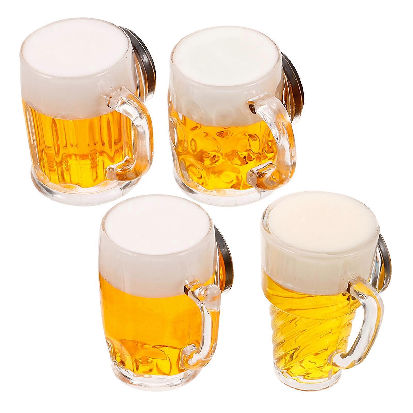 Creative Mug 4Pcs Miniature Beer Mugs Tiny Beer Cups Simulation Photo Prop for Birthday Celebrations
