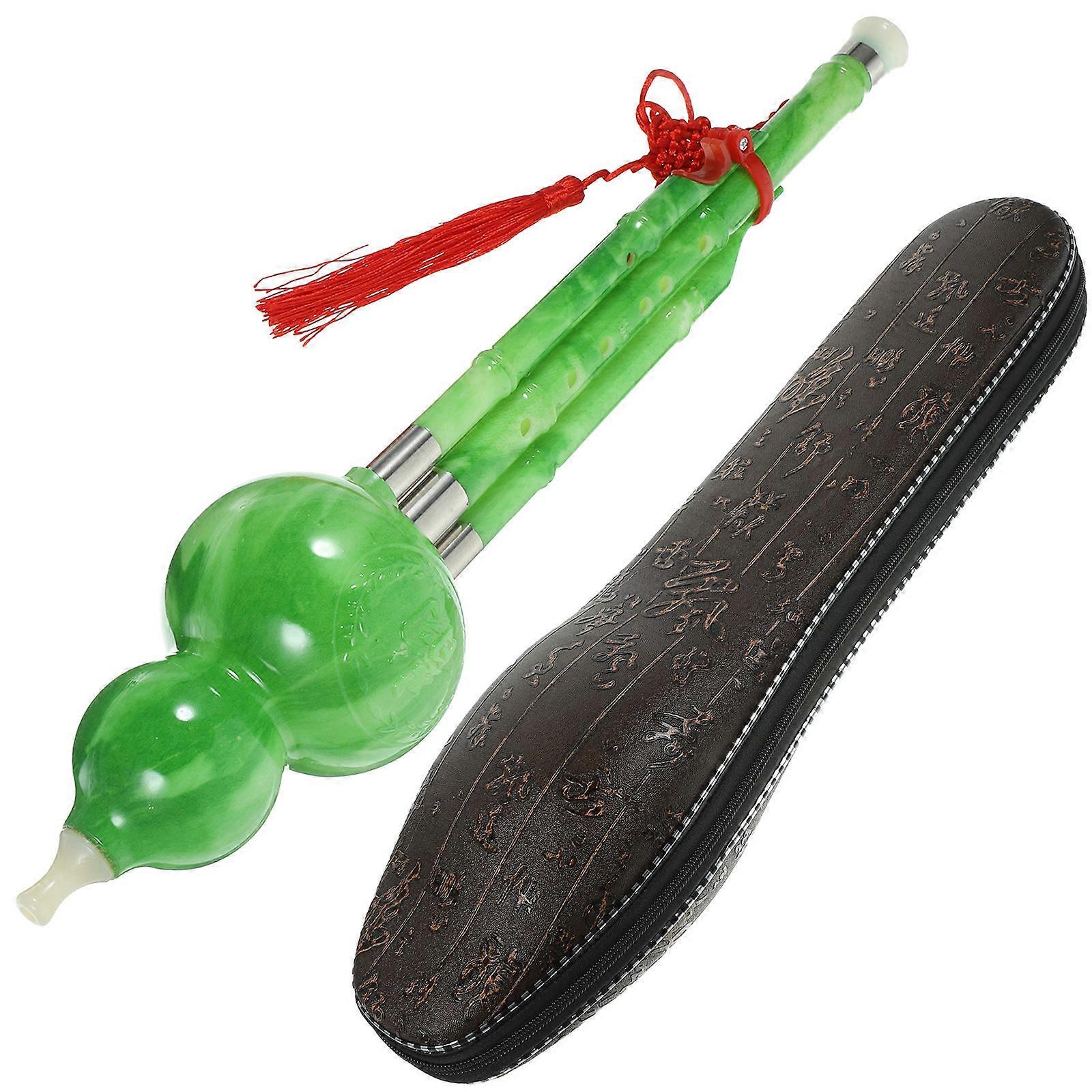 Hemoton 1 Set Green Jade Simulation Seven Hole Hulusi for Kids and Adult Beginners B Flat Instrument