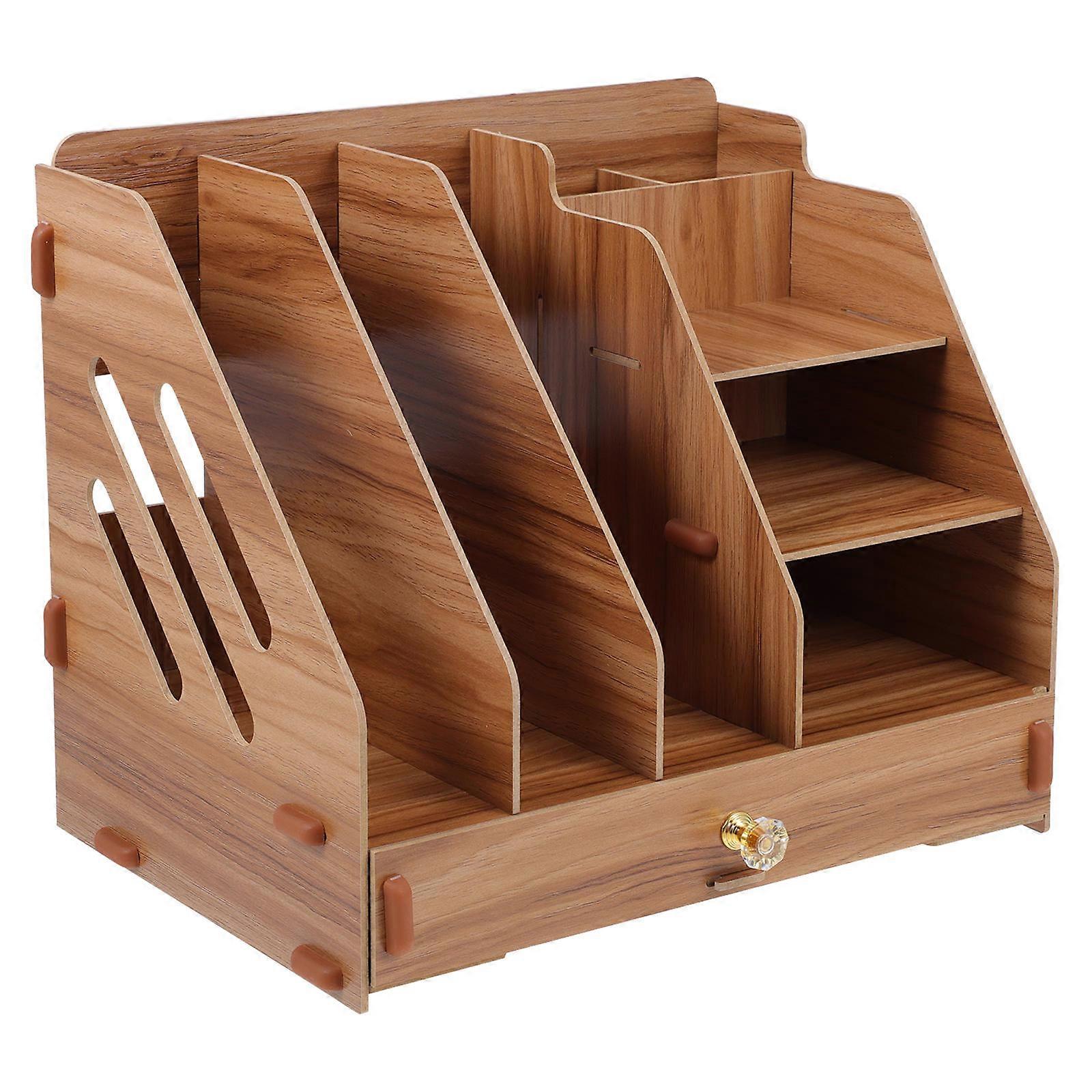 Brown Desktop Storage Box for Small Items Organizer with Drawer Structure Made of Quality Plastic 1Pc