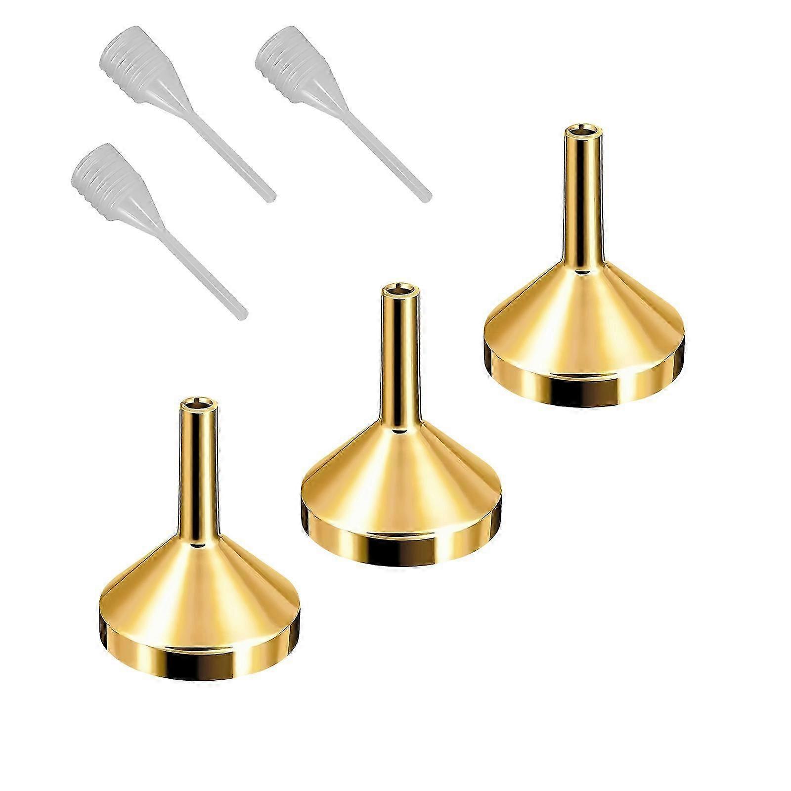 3 Pcs Perfume Funnel Small Funnel Metal Funnel Liquid Transfer Funnel for Lab Bottle Filling Liquid Essential Oils(gold,S)