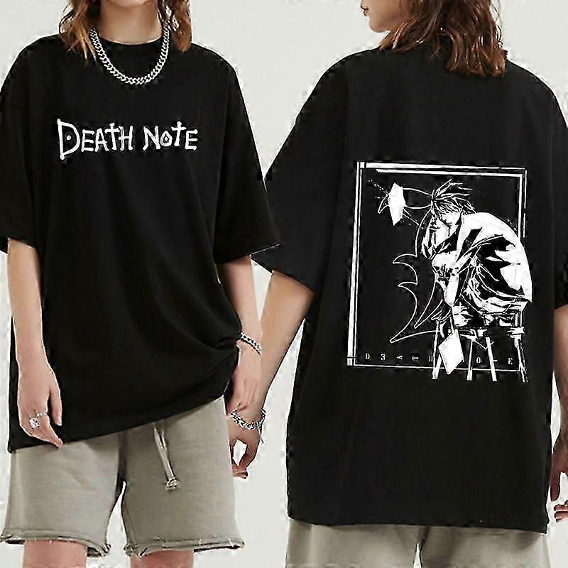 أنيمي ياباني مذكرة وفاة تنفس رقبة مستديرة قصيرة الأكمام تي شيرت أنيمي قميص كاميزيتا أعلى النساء الرجال