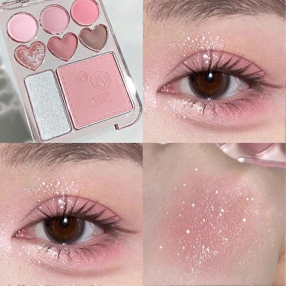 Color Heart Eyeshadow Palette Matte Pearlescent Blush Highlighter in-one