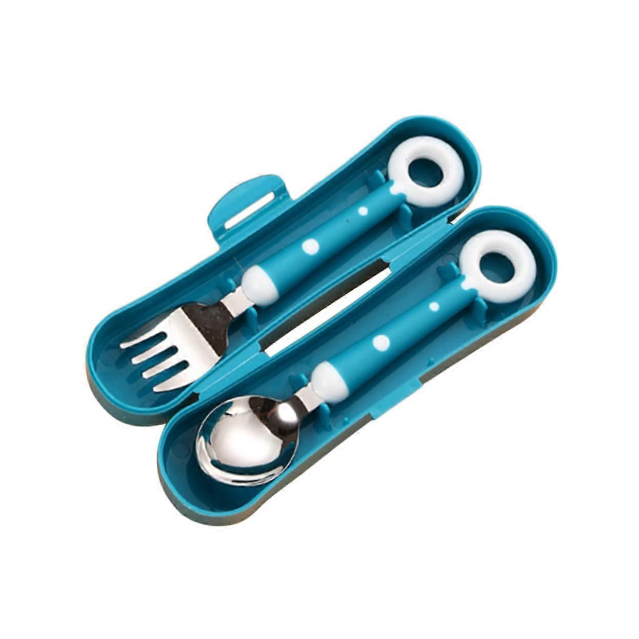 1Set Cutlery Durable Fork Spoon with Silicone for Home School Use Lightweight Easy to Hold