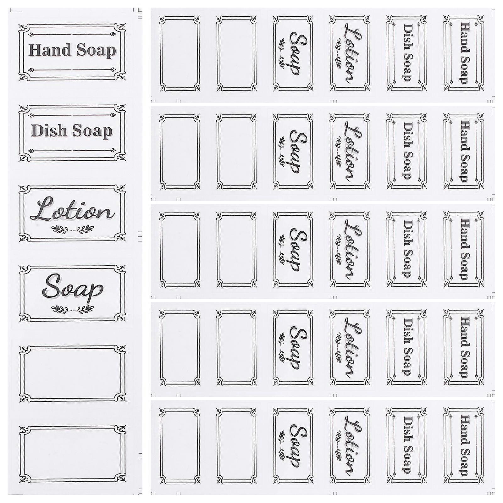 6pcs Transparent Bottle Hand Soap Stickers Removable Soap Decals Soap Labels