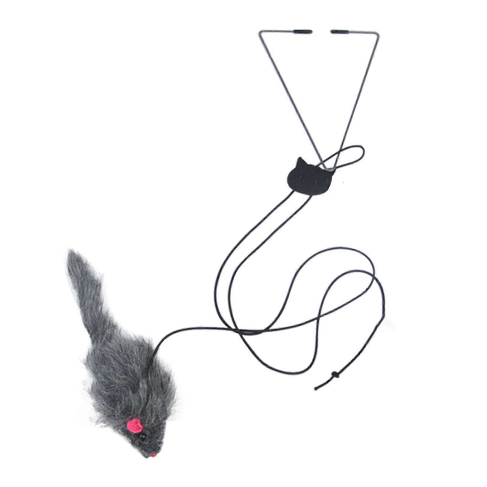 Cat Mouse Toy Hanging Easy Install Exercise Catcher Interactive Kitten, Gray