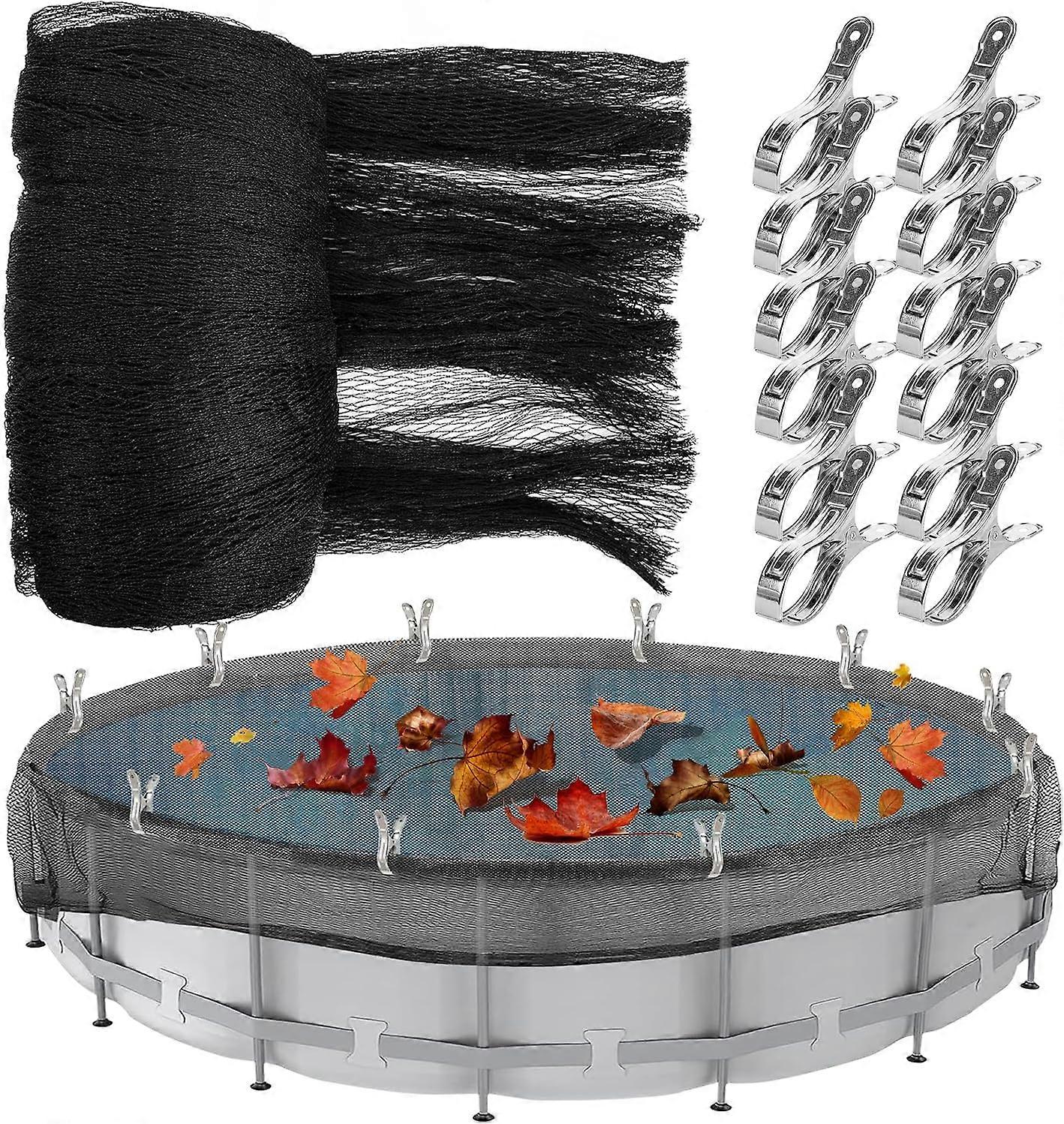 21 Ft Runde Pool Leaf Net Abdeckung für oberirdische Pools, Pool Safety Net Mesh Pool Cover Winter Cover Mesh Cover mit 12 Stück Schwimmbad Abdeckung Clips