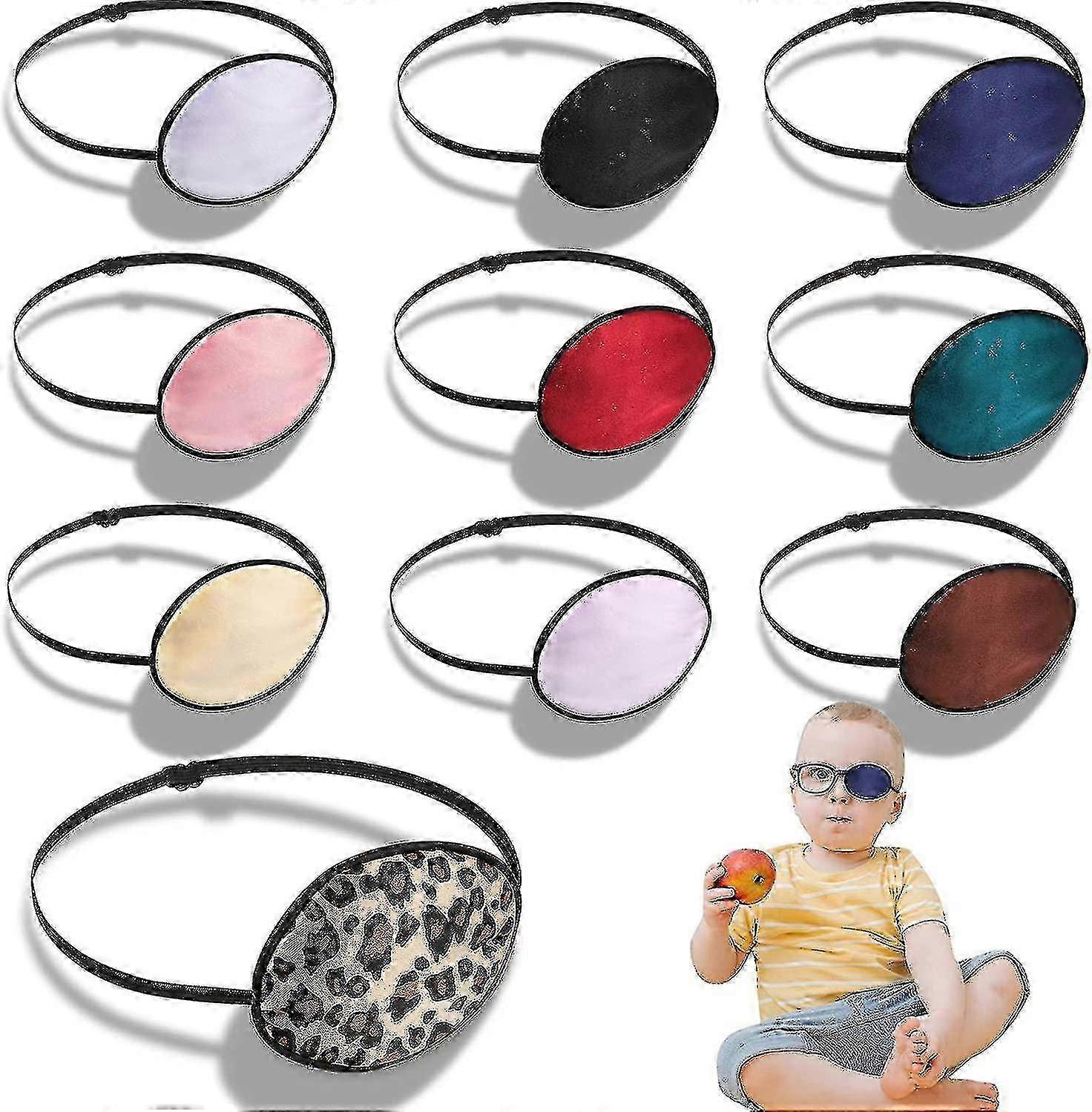 10 Soft Silk Eye Patches Adjustable for Adults, Comfortable Elastic Lazy Eye Cover for Sleeping & Relaxation