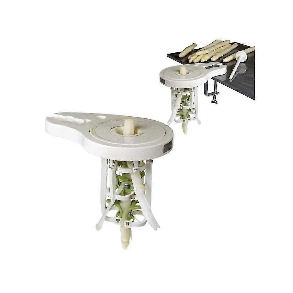 Asparagus Peeler with 6 Blades, Screw Clamp & Pestle - Manual Kitchen Tool for Easy Peeling