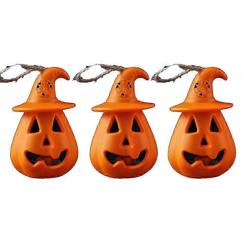 3 Pack Halloween LED Pumpkin Lights Portable with Witch's Hat Ghost...