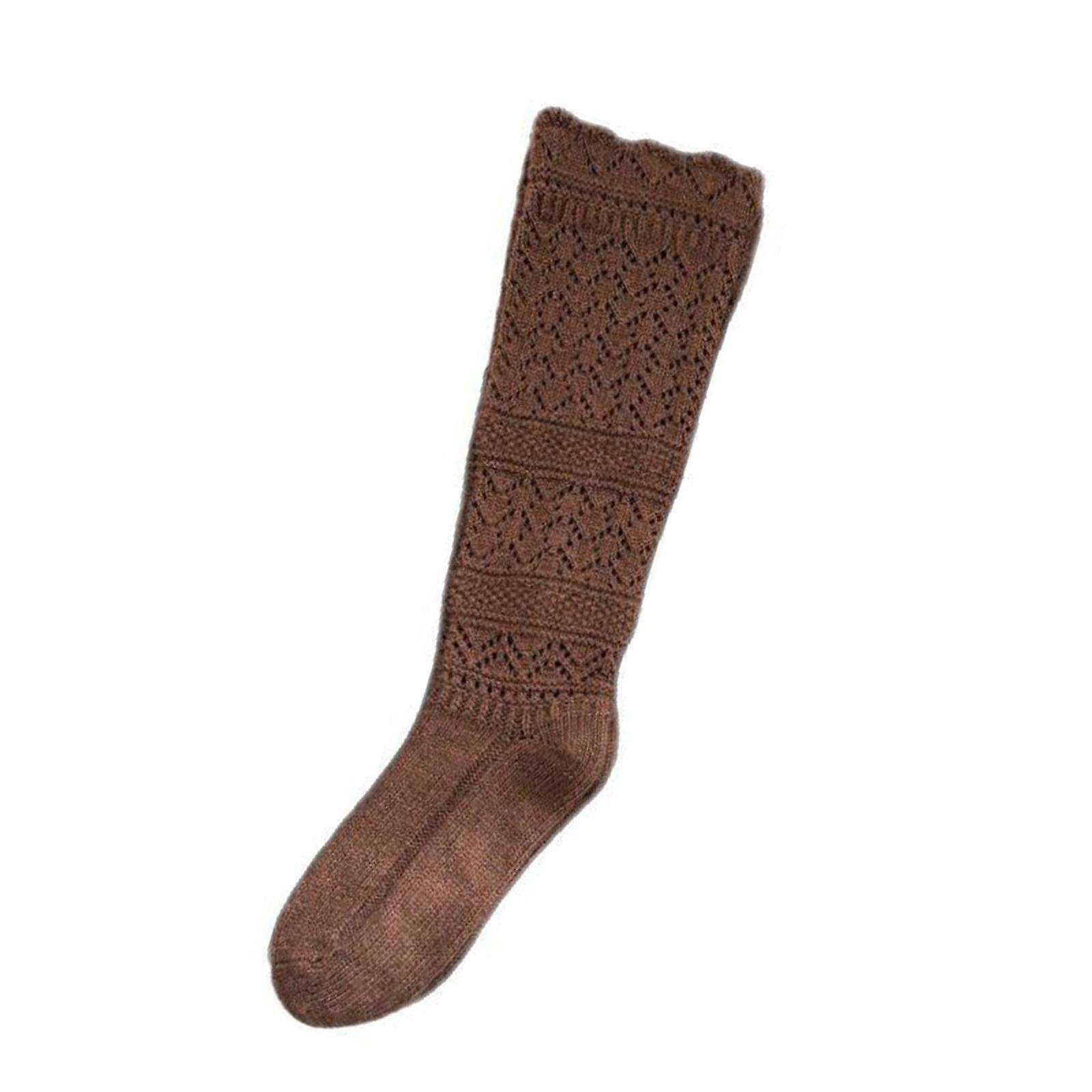 Winter Warm Stackable Ankle Socks Women Weave Design Soft Polyester Intermediate Calf Everyday Multifunctional  Coffee color Universal code