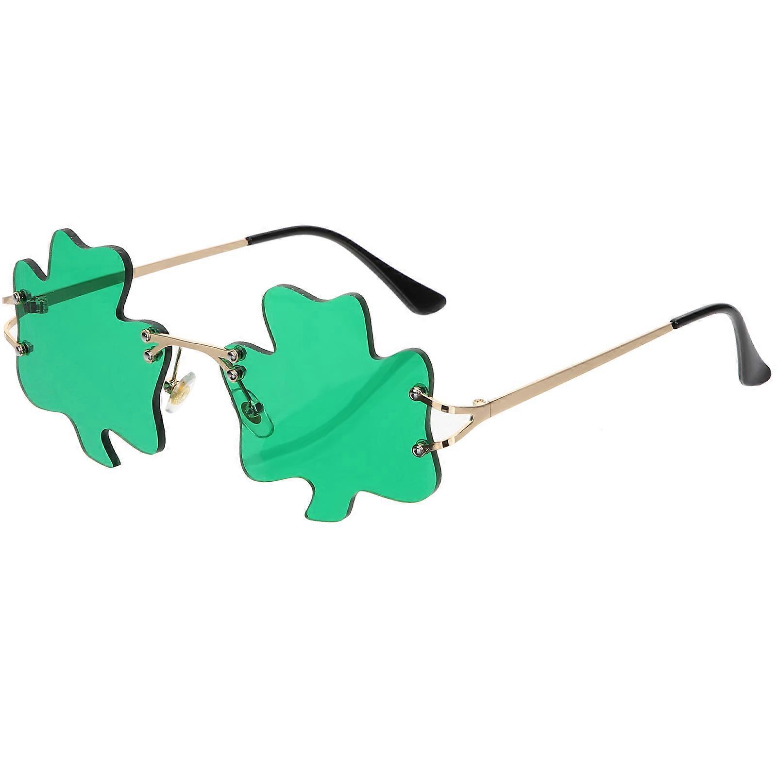 Lucky Clover St Patricks Day Sunglasses with Rimless Design for 1Pair