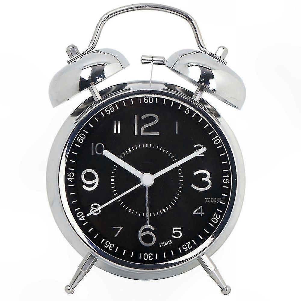 6-Color Alarm Clock with Loud Buzzer for Heavy Sleepers, 4" Backlit Silent Quartz Display, Twin Bell Design