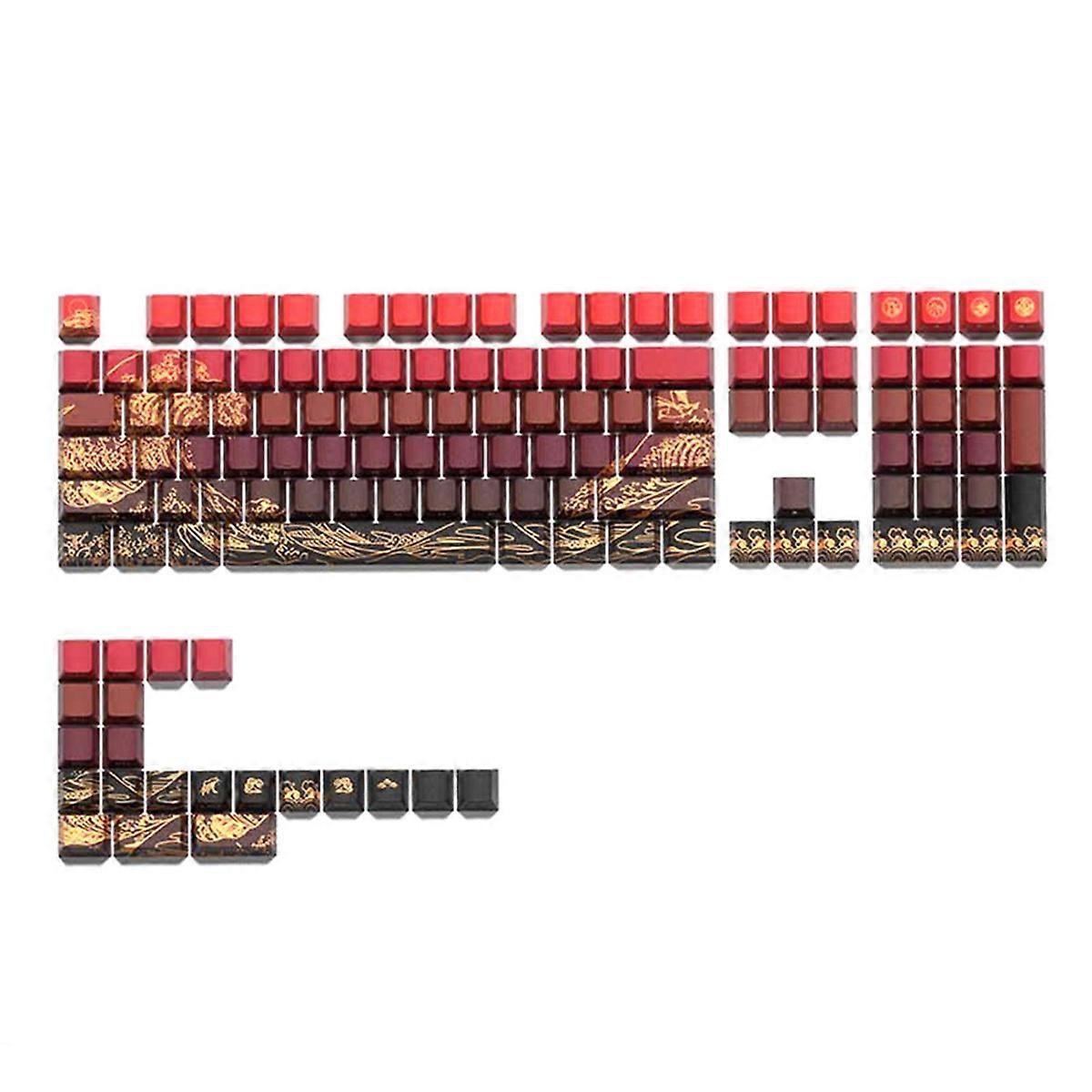 -E Gradient Keycap PBT Side Carving Semi Transparent for 60/84/98/108 Mechanical Keyboard Red