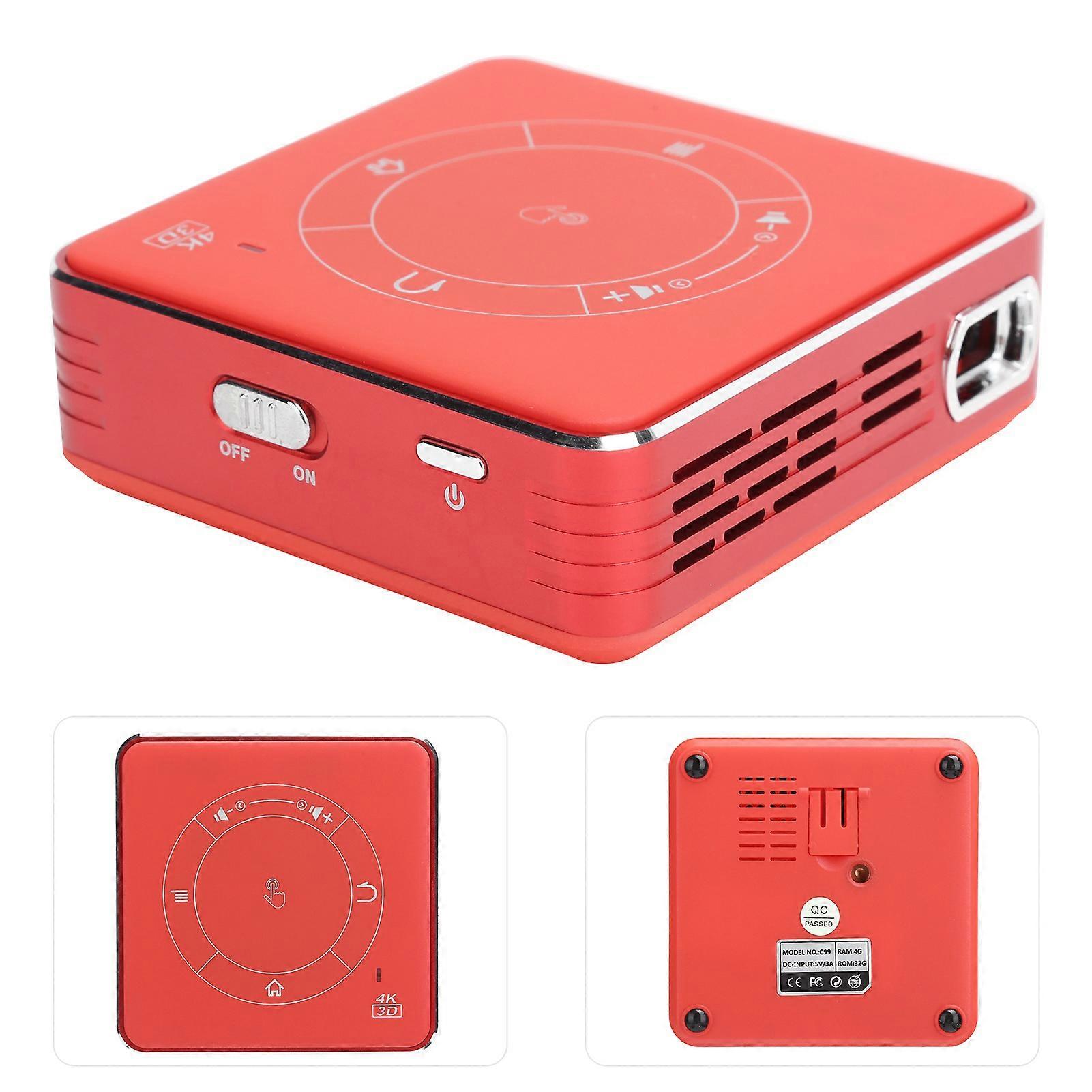 C99 Mini Home Projector 3000mAh Bluetooth WiFi Full HD Red